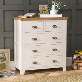 Cheshire Cream Painted 2 over 3 Drawer Chest of Drawers