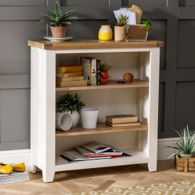 Cheshire Cream Painted Small Low Compact Adjustable 2 Shelf Bookcase