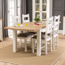 Cheshire Cream Painted Extending Dining Table - 4 Dining Chairs Set