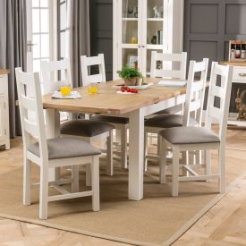 Cheshire Cream Painted Extending Dining Table - 6 Dining Chairs Set