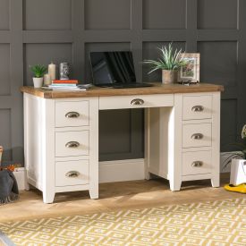 Cheshire Cream Painted Large Twin Pedestal Desk