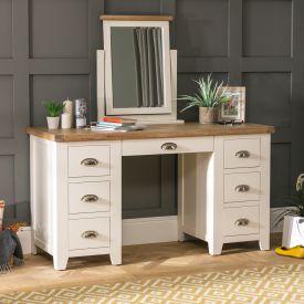 Cheshire Cream Twin Pedestal Dressing Table with Mirror Set