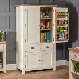 Cheshire Cream Painted Kitchen Double Freestanding Larder Pantry Cupboard