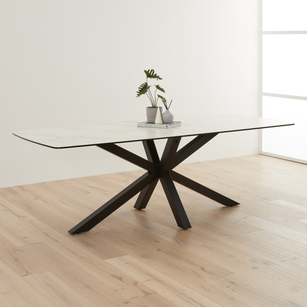 White ceramic top dining table deals