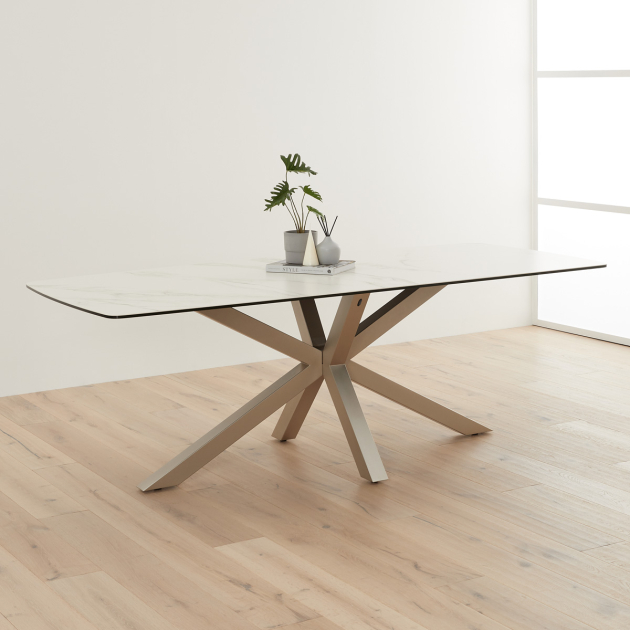 Glass and top timber dining table