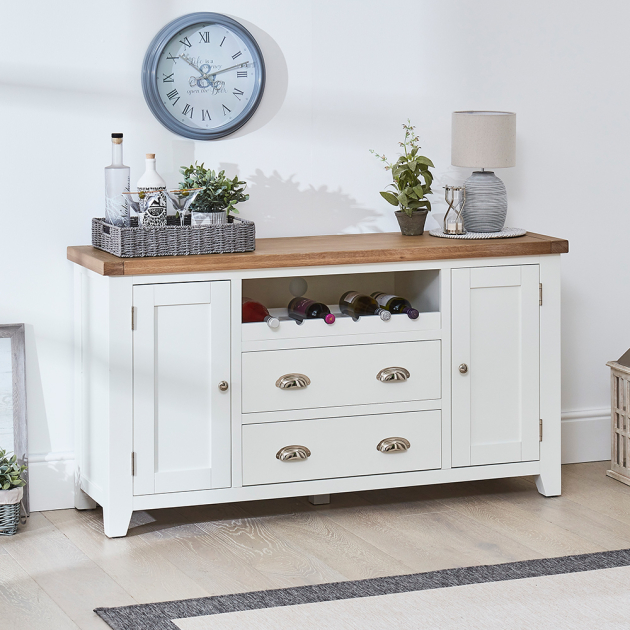Cheshire White Painted Large Sideboard with Wine Rack | The Furniture ...