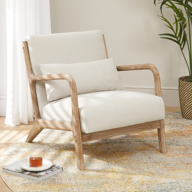 Boho Armchair with Natural Linen Fabric