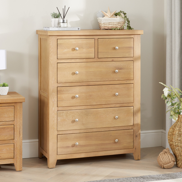 Cheshire Weathered Limed Oak Tall 2 over 4 Drawer Chest