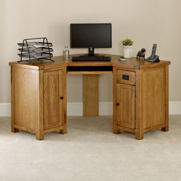 Rustic corner outlet computer desk
