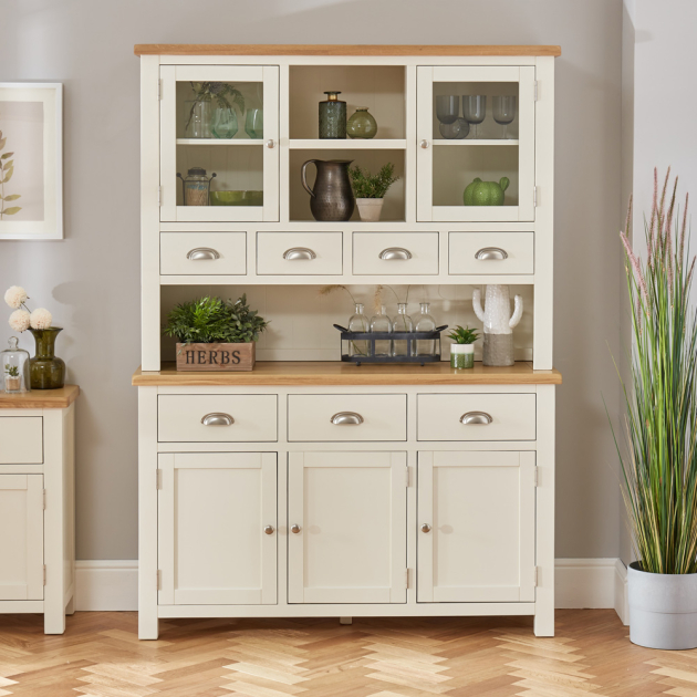 Cotswold Cream Painted Large Glazed Dresser Sideboard The Furniture