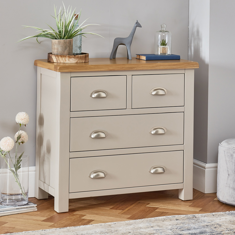 Cotswold Grey Painted 2 over 2 Drawer Chest The Furniture Market