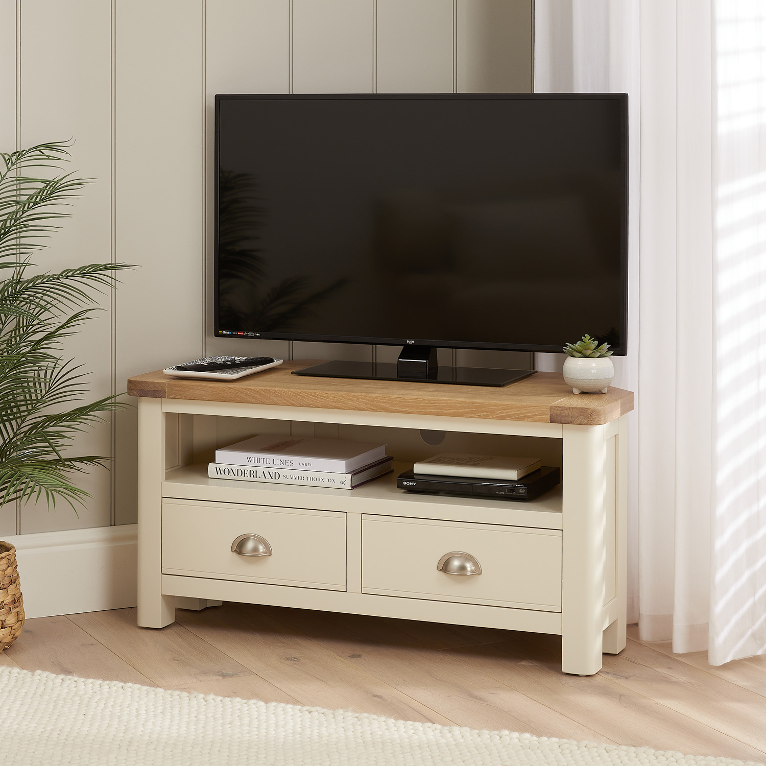 Marbury Cream Painted Corner TV Unit Stand – Up to 50” Widescreen TV ...