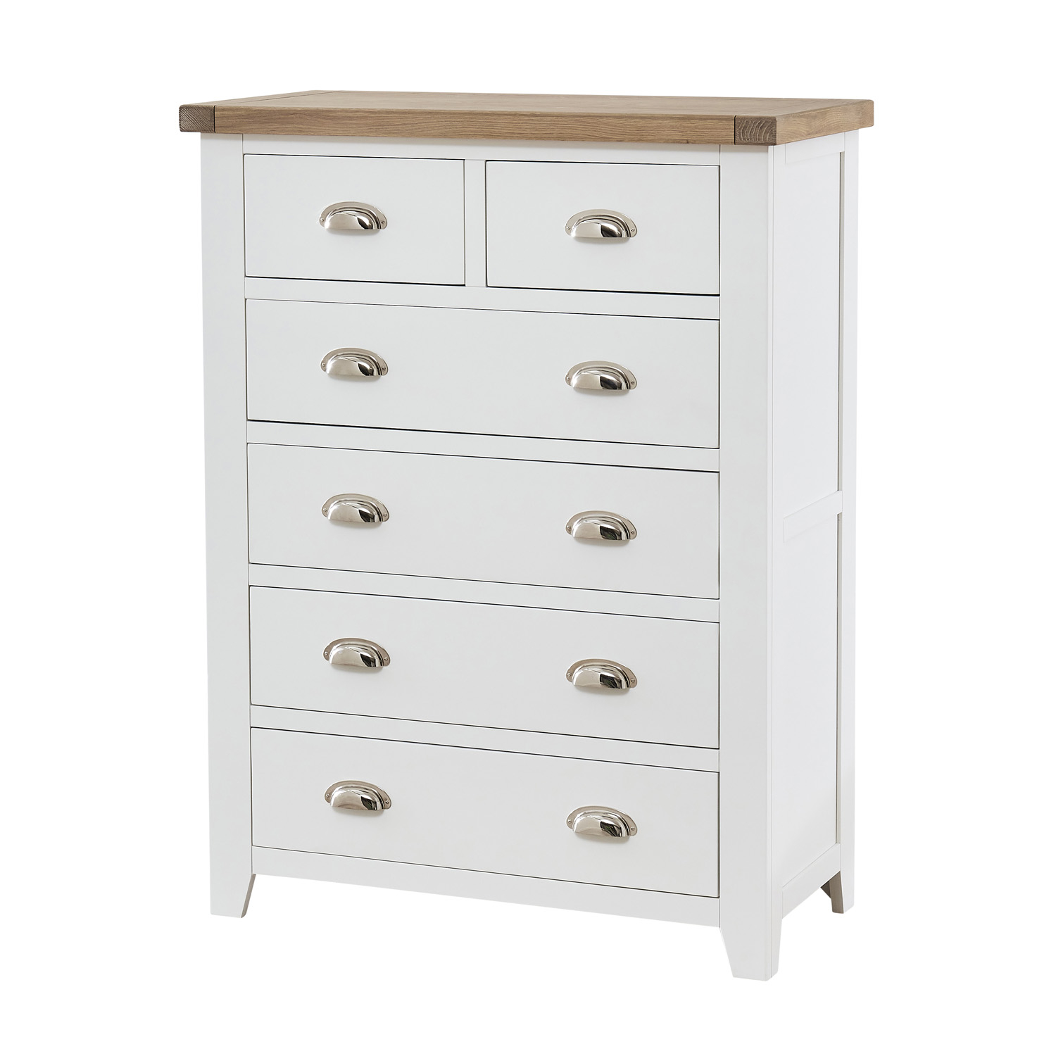 Cheshire White Painted Tall 2 over 4 Drawer Chest of Drawers | The