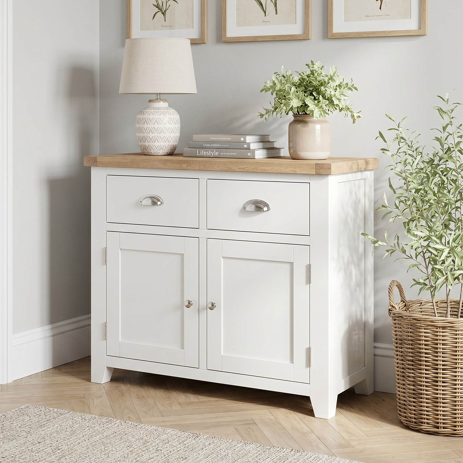 Cheshire White Painted Medium 2 Drawer 2 Door Sideboard | The