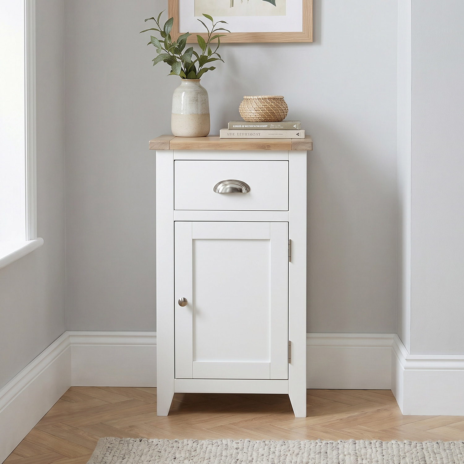 Cheshire White Painted One Drawer Cupboard | The Furniture Market