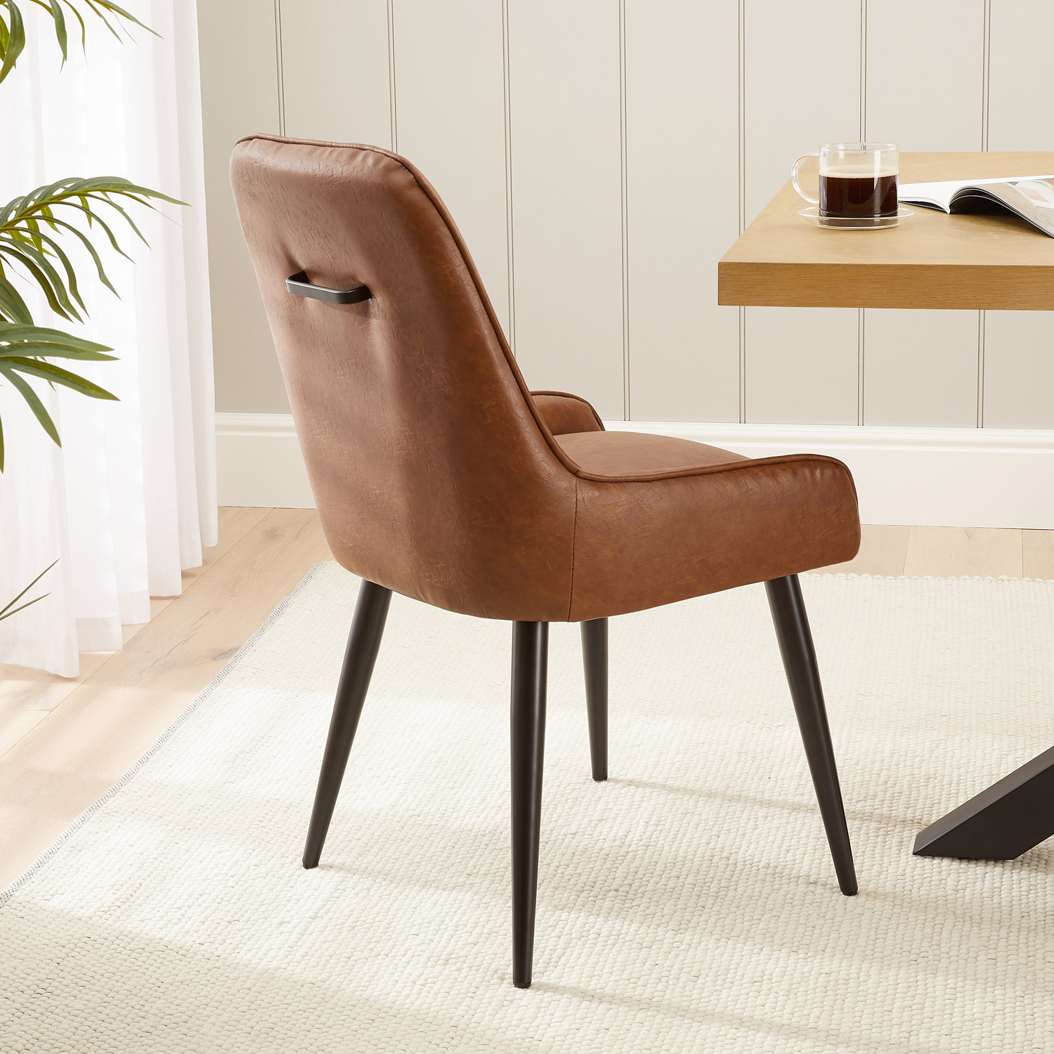 Cooper Vintage Tan Brown Faux Leather Dining Chair The Furniture Market