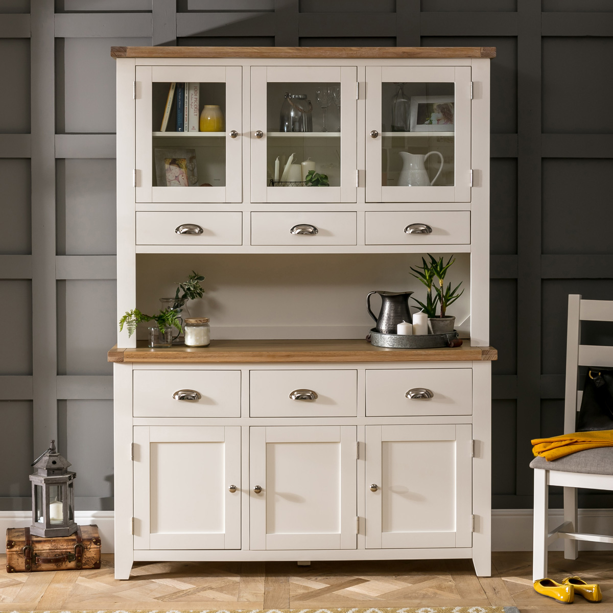 Cheshire Cream Painted Large Glazed Dresser Sideboard | The Furniture Market