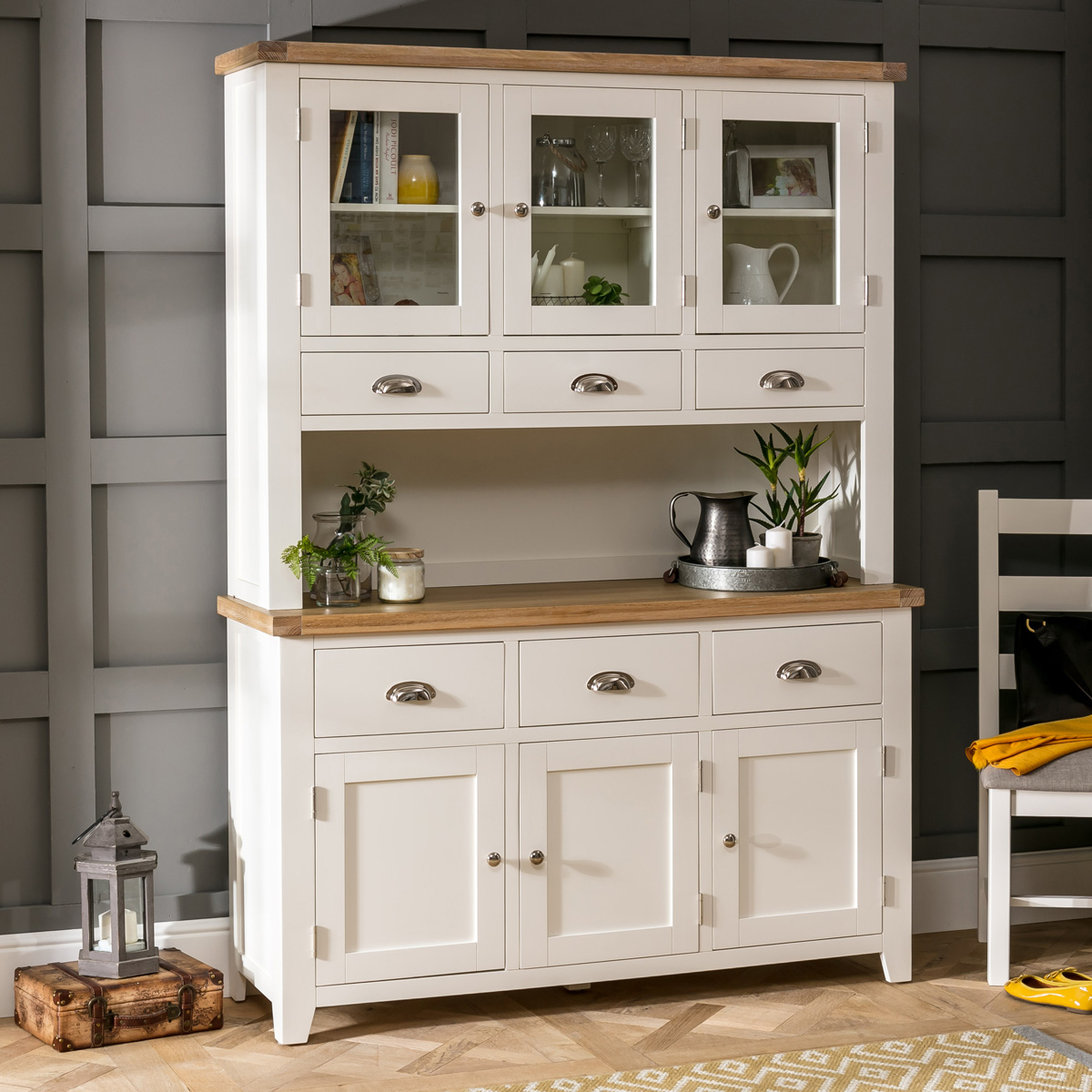 Cheshire Cream Painted Large Glazed Dresser Sideboard | The Furniture Market