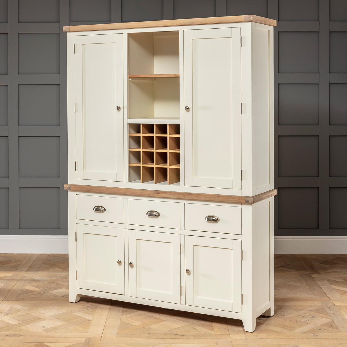 Cheshire Cream Triple Kitchen Larder Pantry Cupboard | The Furniture Market
