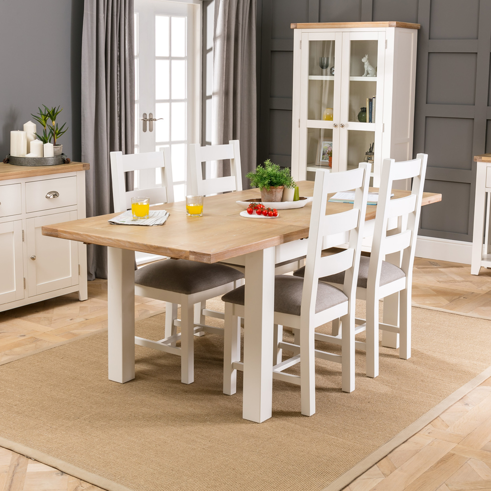 Cheshire Cream Painted Extending Dining Table - 4 Dining Chairs Set | The Furniture Market