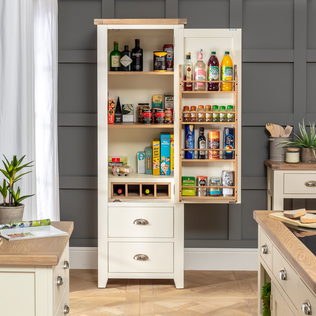 Cheshire Cream Painted Kitchen Large Single Larder Pantry Cupboard ...