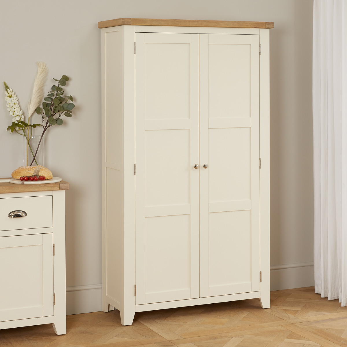 Cheshire Cream Painted Double Shaker Kitchen Pantry Cupboard | The Furniture Market