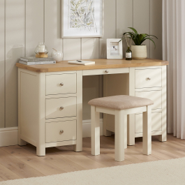Marbury Cream Painted Twin Pedestal Dressing Table Set with Stool | The  Furniture Market