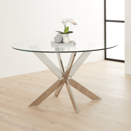 The range round glass dining table sales