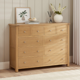 Marbury Oak Extra Large Jumbo 10 Drawer Chest | The Furniture Market