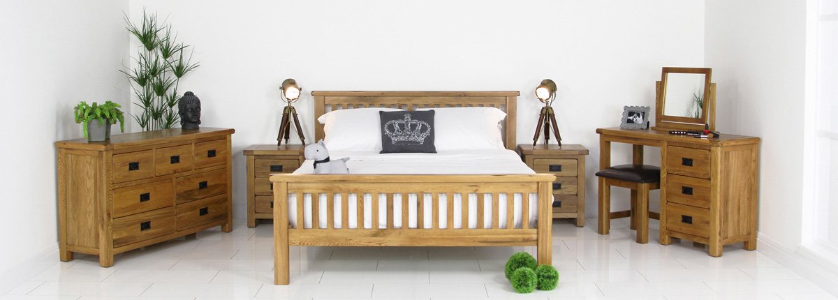 Solid Oak Sleigh Bed - 5ft - Kingsize - Island Furniture Co